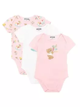 Moschino Kids комплект для новорожденного с принтом, розовый