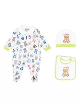 Moschino Kids комплект для новорожденного с принтом Teddy Bear, белый