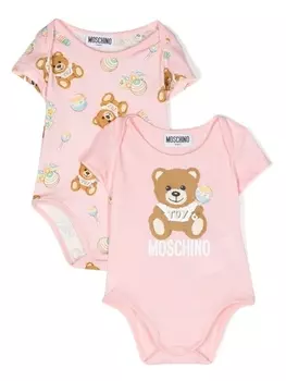 Moschino Kids комплект для новорожденного с принтом Teddy Bear, розовый