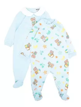 Moschino Kids комплект для новорожденных с мотивом плюшевого мишки, синий
