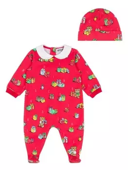 Moschino Kids комплект для вырастания малыша с принтом плюшевого мишки, красный