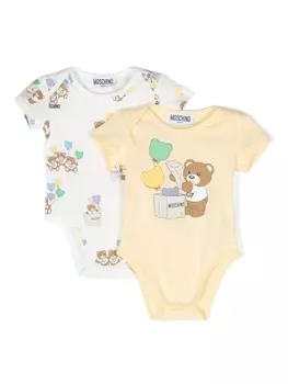 Moschino Kids комплект из двух боди с принтом Teddy Bear, белый