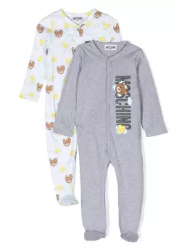 Moschino Kids комплект из двух боди с принтом Teddy Bear, серый
