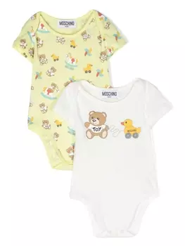 Moschino Kids комплект из двух боди с логотипом, зеленый