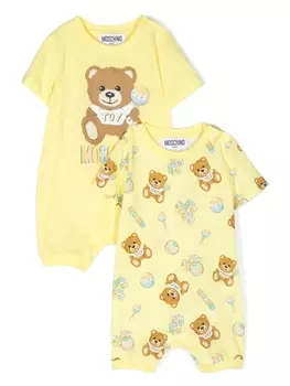 Moschino Kids комплект из двух ромперов с принтом Teddy Bear, желтый