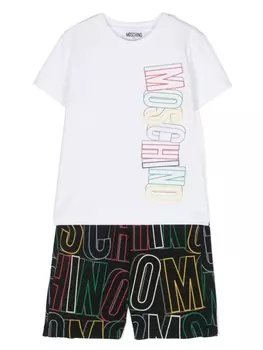 Moschino Kids комплект из футболки и шортов с логотипом, белый