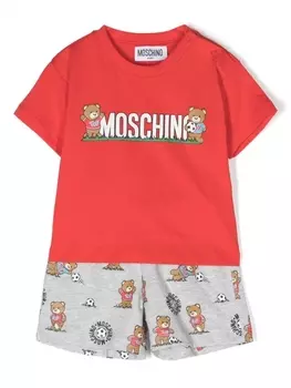 Moschino Kids комплект из футболки и шортов с принтом Teddy Bear, красный