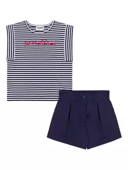 Moschino Kids комплект из футболки и шортов с логотипом, синий