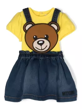 Moschino Kids комплект из футболки и юбки с принтом Teddy Bear, желтый