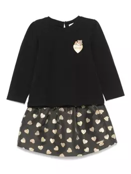 Moschino Kids комплект из футболки и юбки с вышивкой, черный