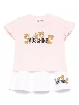 Moschino Kids комплект из футболки и юбки с принтом Teddy Bear, белый
