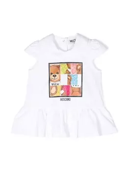 Moschino Kids комплект из платья и легинсов с логотипом, белый