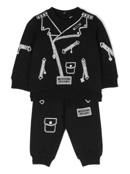 Moschino Kids комплект из топа и брюк с графичным принтом, черный