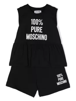 Moschino Kids комплект из топа и шортов с логотипом, черный