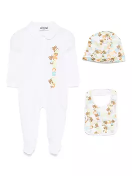 Moschino Kids комплект из трех предметов с графичным принтом, нейтральный