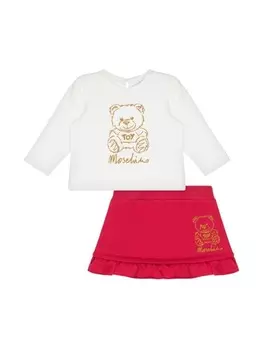 Moschino Kids комплект с юбкой и принтом «Медвежонок Тедди», белый