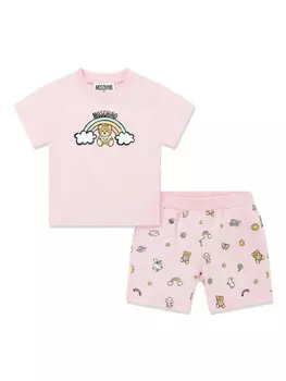 Moschino Kids комплект шорт с графическим принтом, розовый