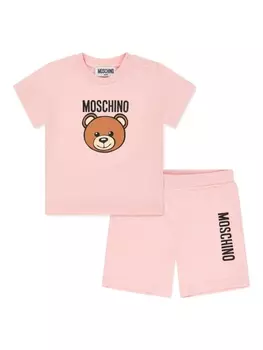Moschino Kids комплект Teddy Bear из футболки и шортов, розовый