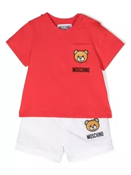 Moschino Kids комплект Teddy Bear из футболки и шортов, красный