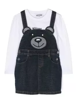 Moschino Kids комплект Teddy Bear из футболки и комбинезона, синий