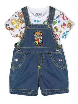 Moschino Kids комплект Teddy Bear из футболки и комбинезона, синий
