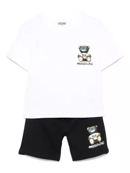 Moschino Kids комплект Teddy Bear из футболки и шортов, белый