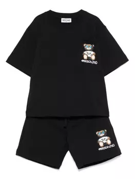 Moschino Kids комплект Teddy Bear из футболки и шортов, черный