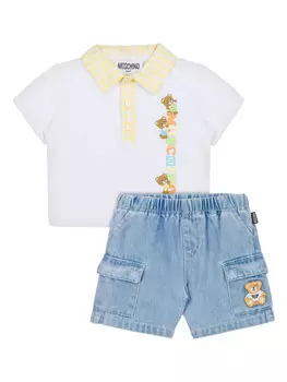 Moschino Kids комплект Teddy Bear из футболки и шортов, белый