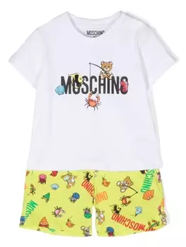 Moschino Kids комплект Teddy Bear из топа и шортов, зеленый