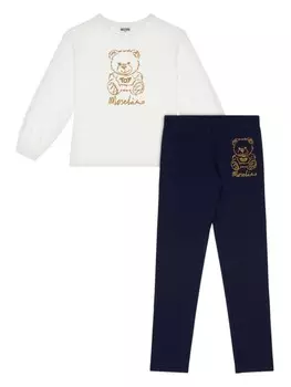 Moschino Kids комплект Teddy из топа и брюк, синий