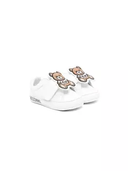Moschino Kids кожаные пинетки Teddy Bear, белый