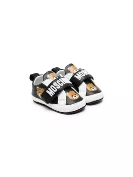 Moschino Kids кожаные пинетки Teddy Bear, черный