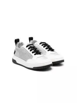 Moschino Kids кроссовки с блестками, белый