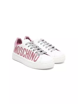 Moschino Kids кроссовки с блестками, белый