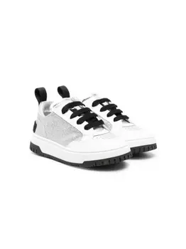 Moschino Kids кроссовки с блестками, серебристый