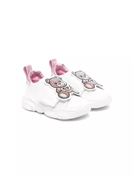 Moschino Kids кроссовки Teddy Bear с кристаллами, белый