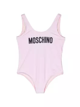 Moschino Kids купальник с логотипом и вырезом на спине, розовый