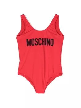 Moschino Kids купальник с логотипом, красный