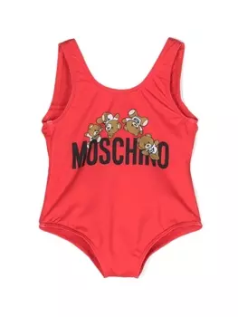 Moschino Kids купальник с логотипом, красный
