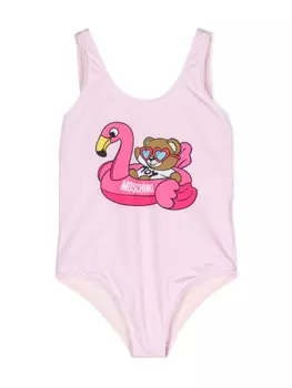 Moschino Kids купальник с логотипом, розовый