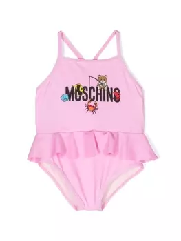 Moschino Kids купальник с принтом Teddy Bear, розовый