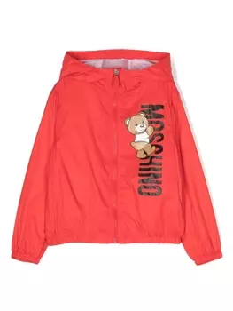 Moschino Kids куртка с капюшоном и принтом Teddy Bear, красный