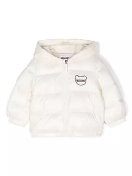 Moschino Kids куртка с логотипом и нашивкой-логотипом, белый