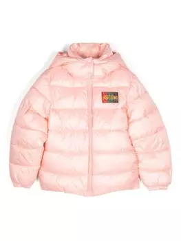 Moschino Kids куртка с логотипом-нашивкой, розовый