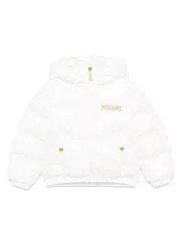Moschino Kids куртка с вышитым логотипом, белый