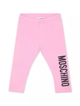 Moschino Kids леггинсы с логотипом и эластичной талией, розовый