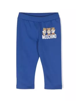 Moschino Kids легинсы с логотипом, синий