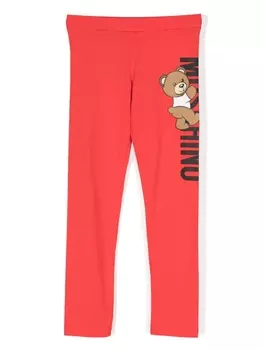 Moschino Kids легинсы с принтом Teddy Bear, красный