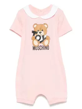 Moschino Kids Leo Teddy-принт комбинезон, розовый