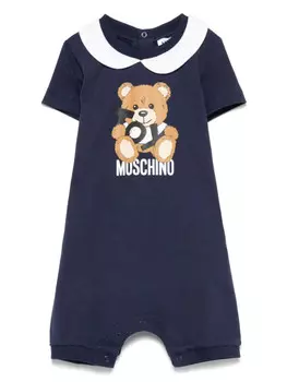 Moschino Kids Leo Teddy-принт комбинезон, синий
